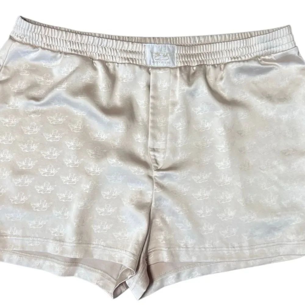 Boys Lie Satin Lounge Shorts all-over cherub print Size XXL